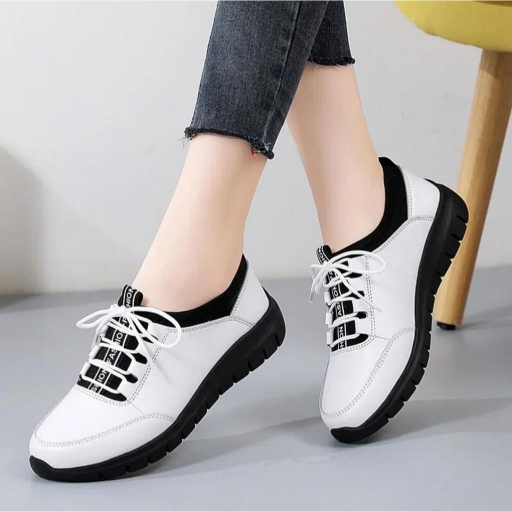 Sneakers Women Shoes Platform Loafers Lace Up Leather Flats 2025 Trend Spring Casual Mom Shoe Mujer Zapatos Chaussure Femme