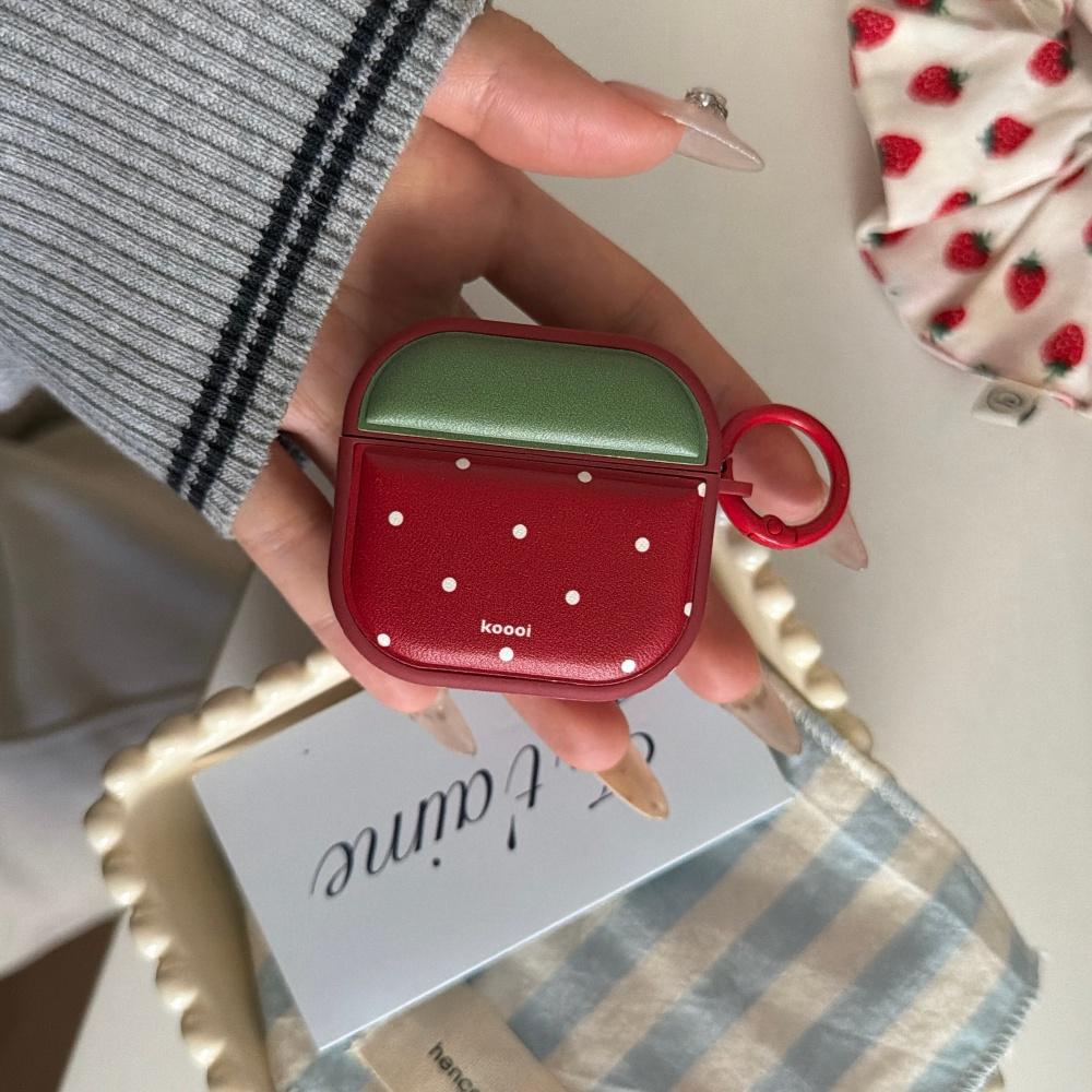 Ins Cute Contrasting Color Strawberry Polka Dot Airpods4 Protective Case Airpod3 Suitable for Apple Pro Earphone Case Second Generation Wireless