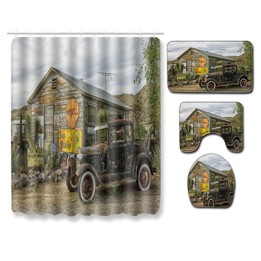Creative Bathroom Non-Slip Floor Mat, Shower Curtain Combination Carpet, European And American Style Explosion Woman