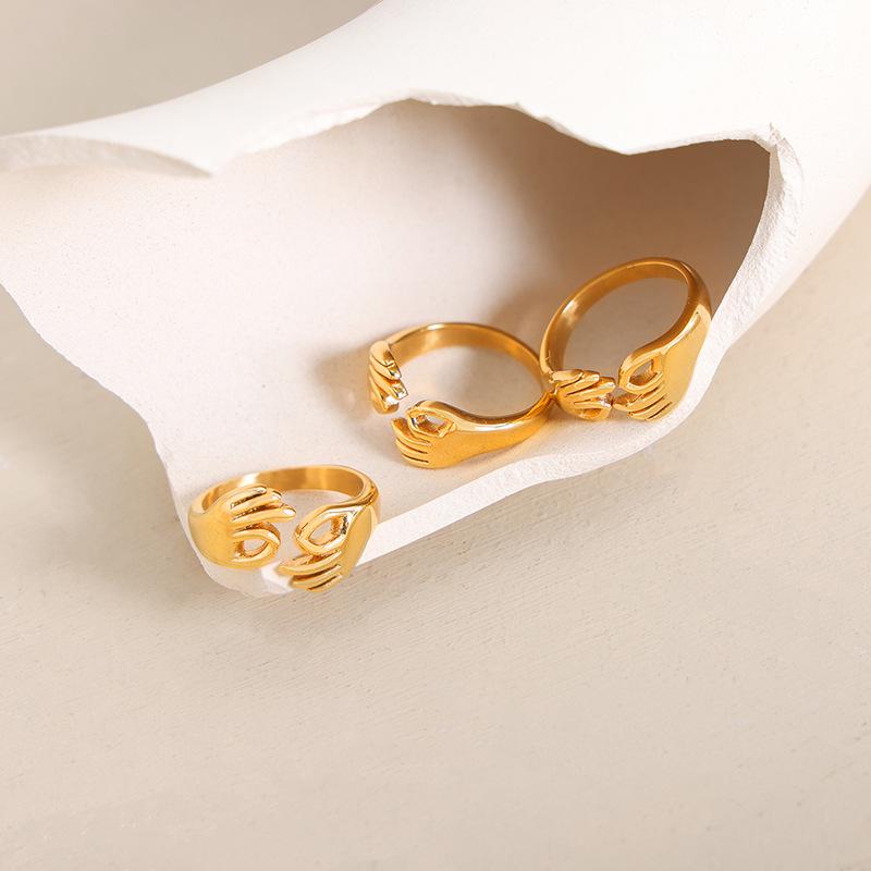 Hong Kong Retro-Style Open Ring: Unique Titanium Steel, 18K Gold, Non-Fading Women’s Jewelry