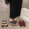 Wedge heel red French cool slippers fairy shoes wear 2025 new summer temperament with skirt sandals