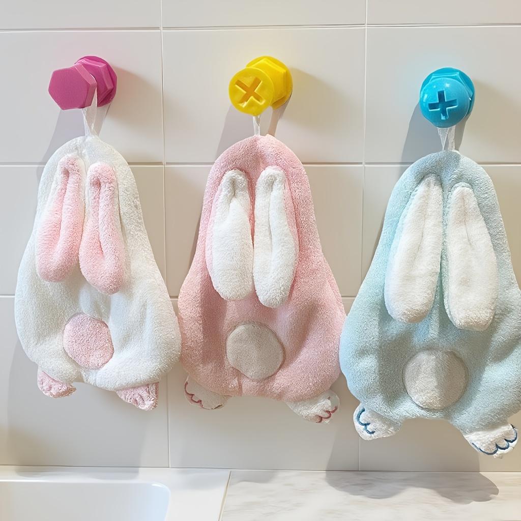 1pc Hand Towel Made of Soft Coral Features a Charming Cartoon Rabbit Design,Is Thick And Absorbent,for Both The Bathroom Kitchen