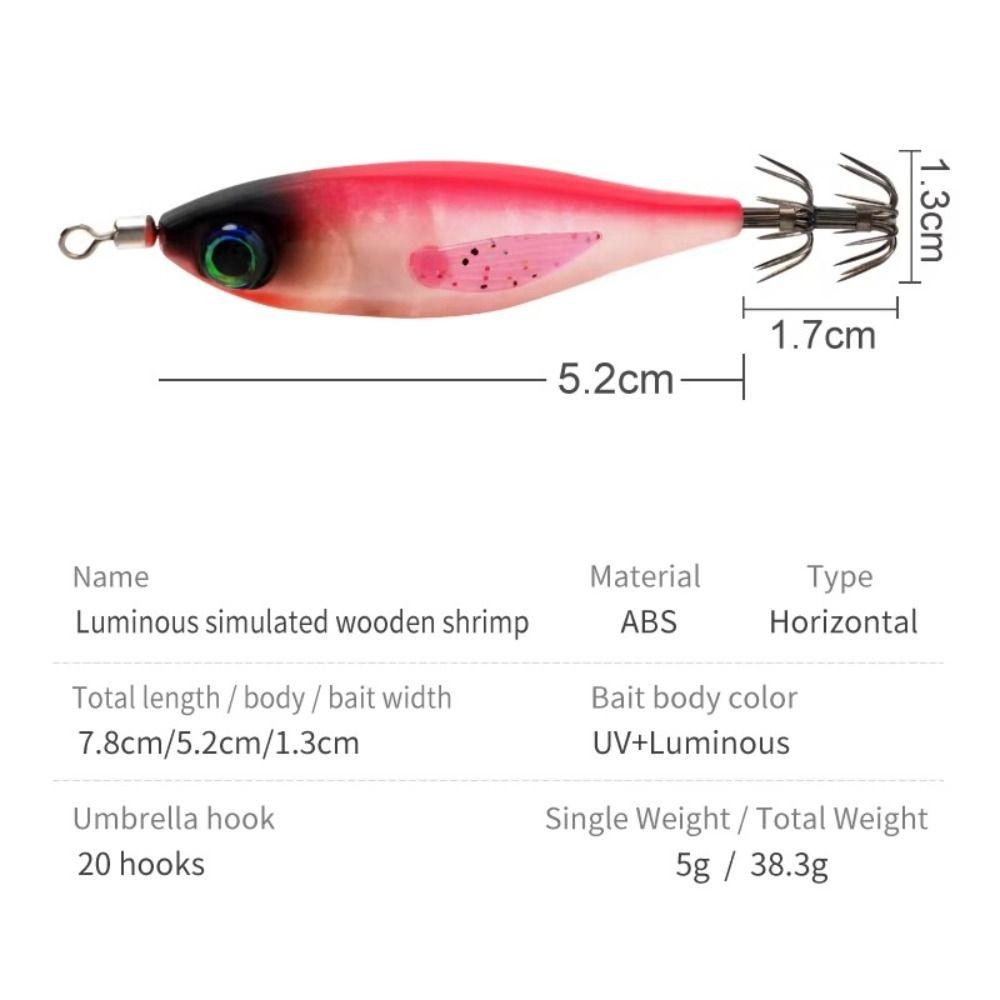 5pcs 5 Pcs Set Luminous Squid Bait Luminous Body Egi Squid Lure Webfoot Octopus Jig  Night Fishing