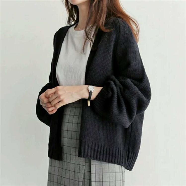 Women's Knitted Cardigan Loose Short Knit Sweater Cardigan Sweater Jacket