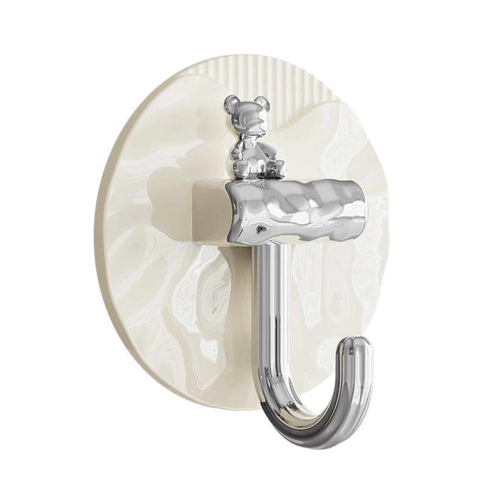 

Cute Bear Adhesive Hooks, Punch-Free Wall Hooks for Door Kitchen Bathroom one size бежевий