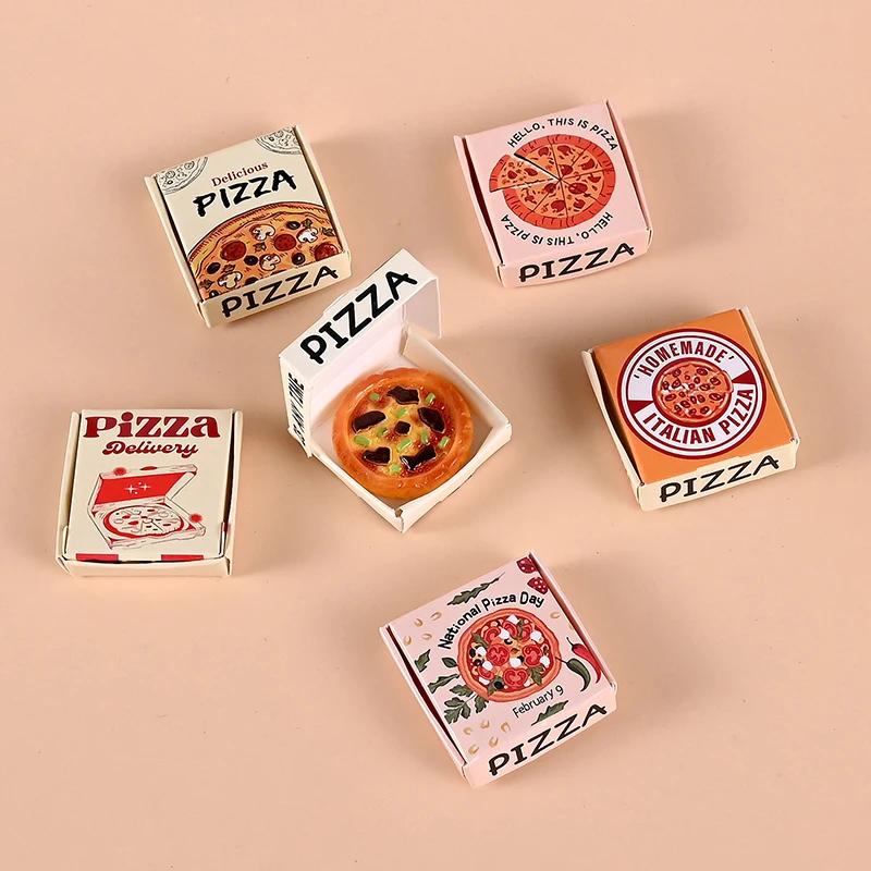 6pcs Dollhouse Miniature Pizza Or Packing Box Model Kitchen Food Decor Toy Doll House Accessories