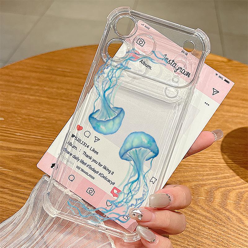 Colorful Starfish Pattern Phone Case For iPhone 17e 17 16 15 14 Pro Max 14 13 Pro 16 Clear Shockproof TPU Card Slot Pocket Cover