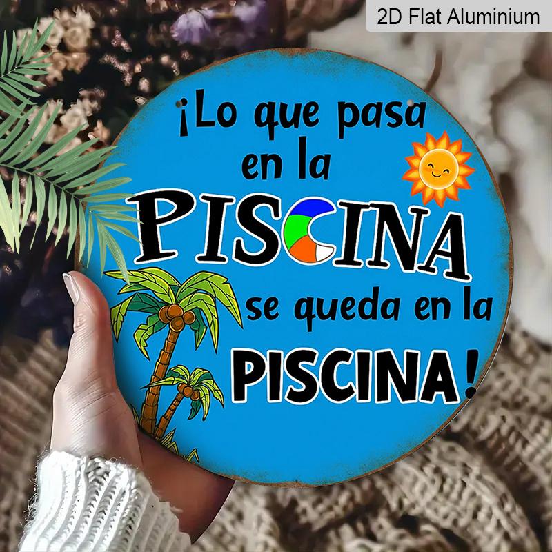 2D Flat, 1pc Spanish Pool Party Decoration Sign, Funny "The Secret of Quiet" Phrase, Tropical Palm Tree Design, for Poolside, Bathroom, Garden