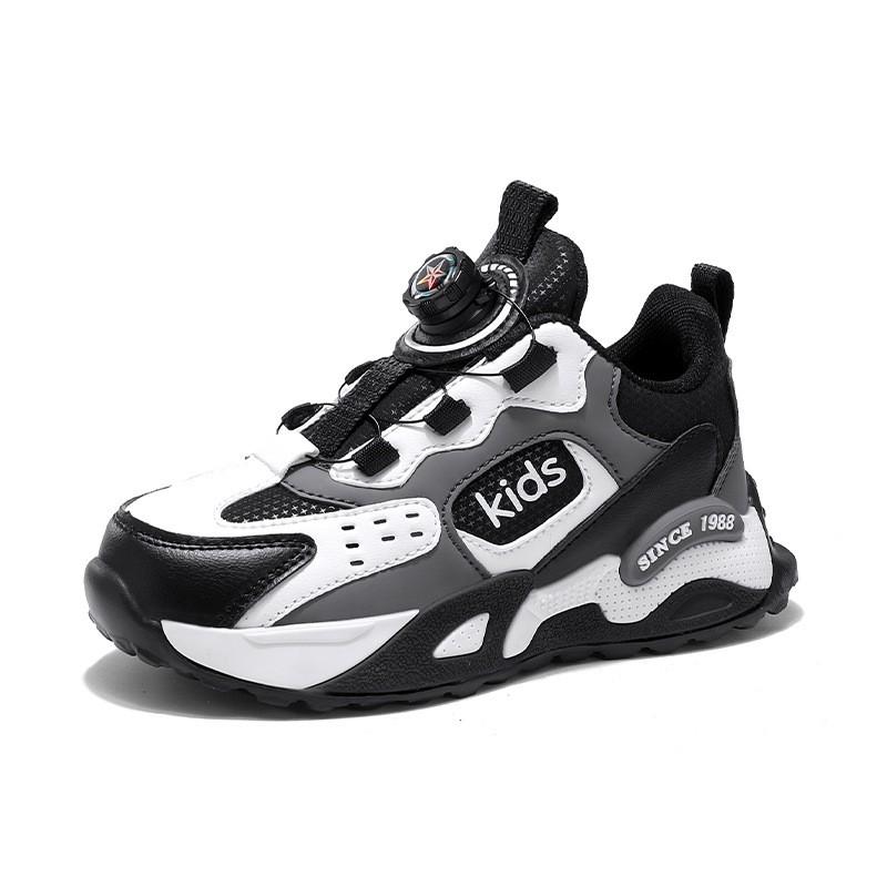 Kids Lightweight Basketball Sneakers Girls Boys Breathable Mesh Running Shoes With Rotating Buckle Closure
