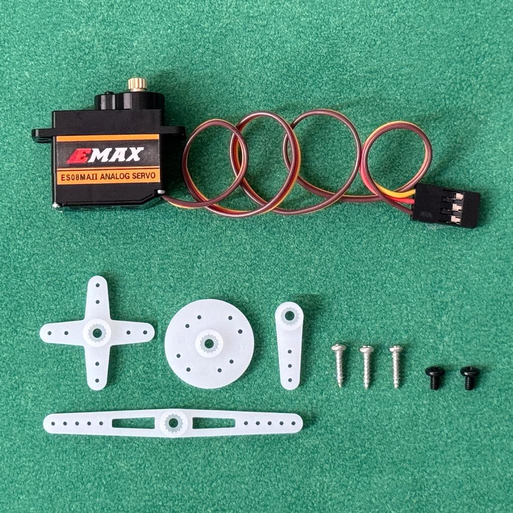Micro Servo EMAX ES08MA II, Servo Analógico de Engranaje Metálico de 12g para Modelos RC, Brazos Robóticos, Proyectos STEM y Raspberry Pi (Paquete de 4)