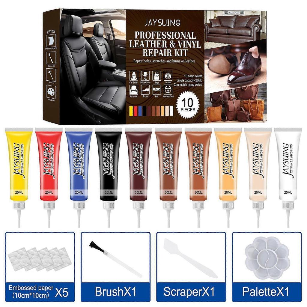 Nur für kurze Zeit!!Jaysuing Lederfarb-Reparaturcreme-Set Für Auto-Lederpflege, Farbauffrischung Für Taschen, Schuhe Und Sofas