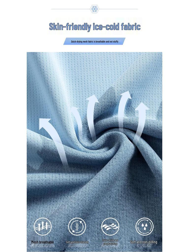 Camiseta de Verano para Hombre con Degradado de Seda Helada de Secado Rápido - Transpirable, Casual, Moderna, Manga Corta, Ropa Deportiva