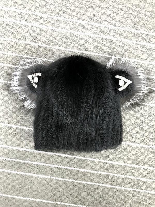 Autumn and winter new women's fur straw hat girls girls mink leather hat cat ears fox hair knitted hat ear hat