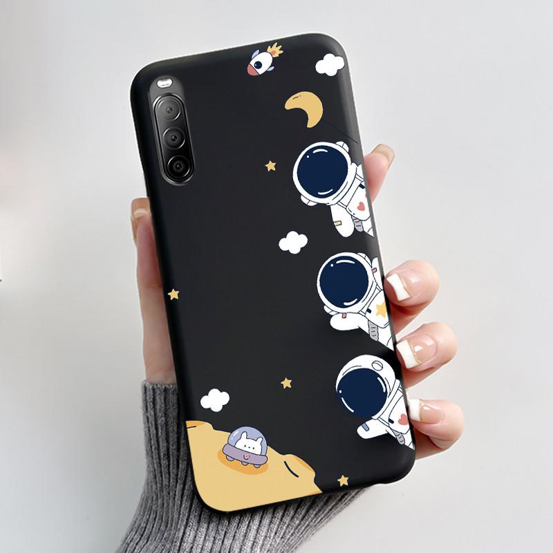 Fodral För Sony Xperia 10 II / 10 III Mobilskal Estetiskt Mode Söt Katt Astronaut Svart Silikon Mjuk Stötdämpande Baksidesskydd