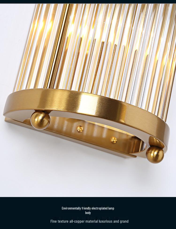 American Crystal Wall Lamp: Minimalist Nordic Stainless Steel Fixture for Living Rooms, Staircases, and Bedrooms.