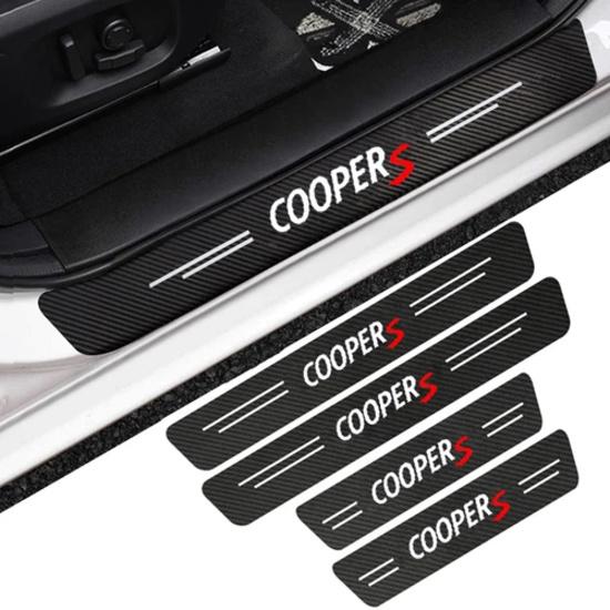 4pcs For Mini Cooper Carbon Fiber Car Door Sill Scuff Plate Protector Sticker