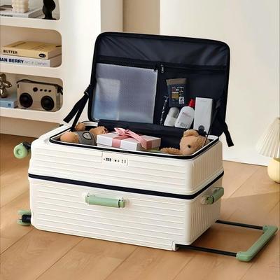 22-inch Expandable Wide Drawbar Suitcase with Side-Opening Lid and Large Capacity