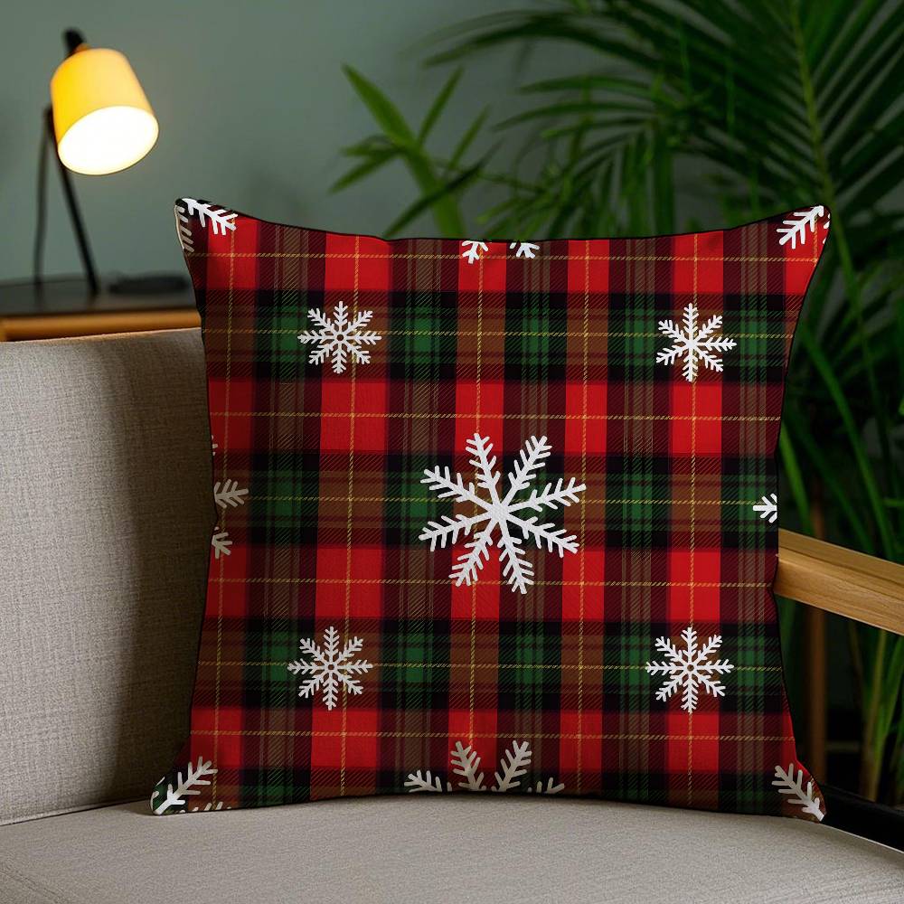 Christmas Snowflake Pattern Cute Pillow Case Anti-Dustmite Invisible Zipper Sofa Bed
