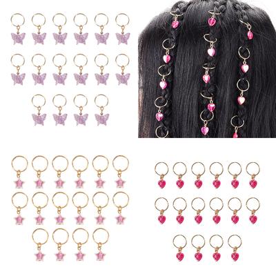 16Pcs Solid Pearl Hair Braid Dread Dreadlock Beads Clips Cuffs Rings Tube Accessories Opening Hoop Circle 16mm Hole Hair Rings