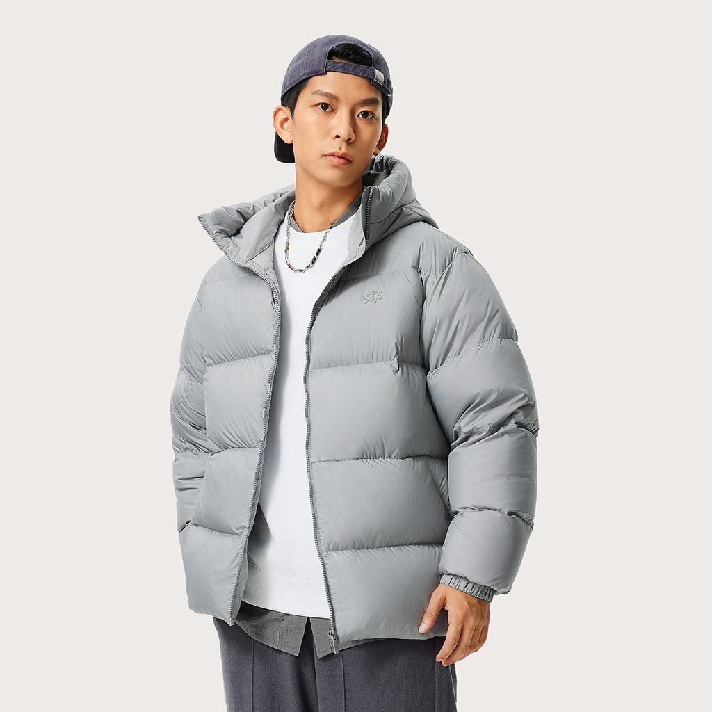 Li Ning Άνετο Ζεστό Casual Μπουφάν με Πούπουλα Ανδρικό Εξωτερικό Ρούχο Γκρι Επιφάνειας Σελήνης AYMU115-10