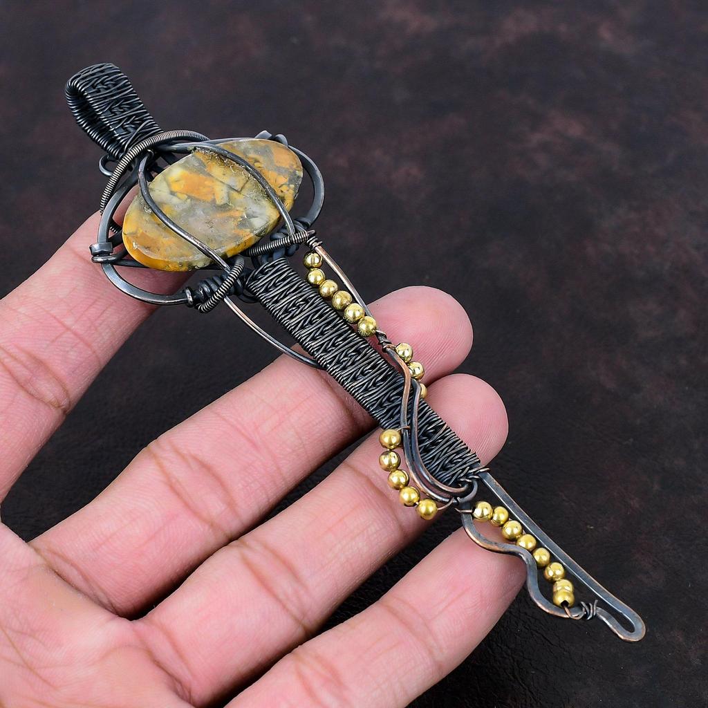 Maligano Jaspis Anhänger Kupferdraht umwickelter Schmuck Original Edelstein Anhänger Schlüsselanhänger Kupferdraht umwickelter Anhänger Handgefertigter Schmuck zum Geschenk