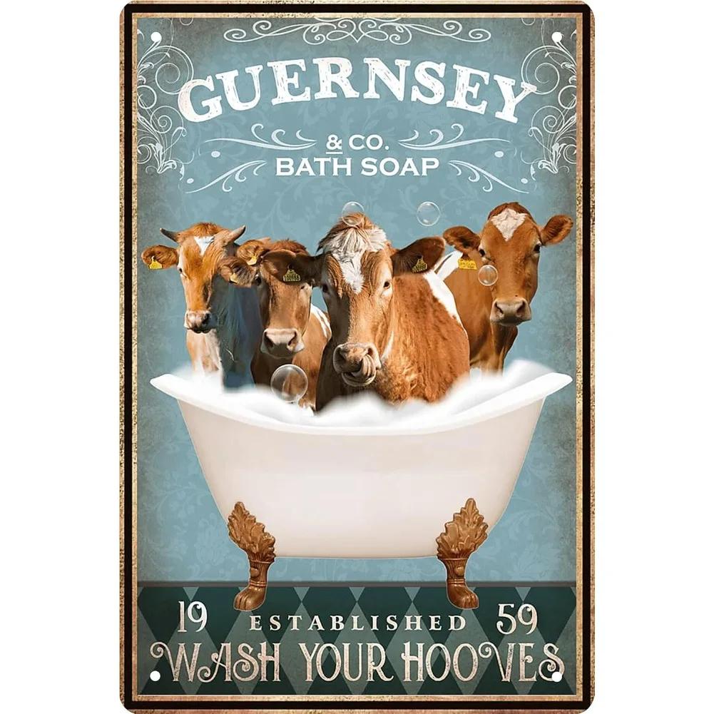 1pc 8x12 Inch Funny Otter Vintage Metal Tin Sign - Bathtub/Bathroom Themed Decor Retro Wall Art for Farm/Home/Bar/Man Cave