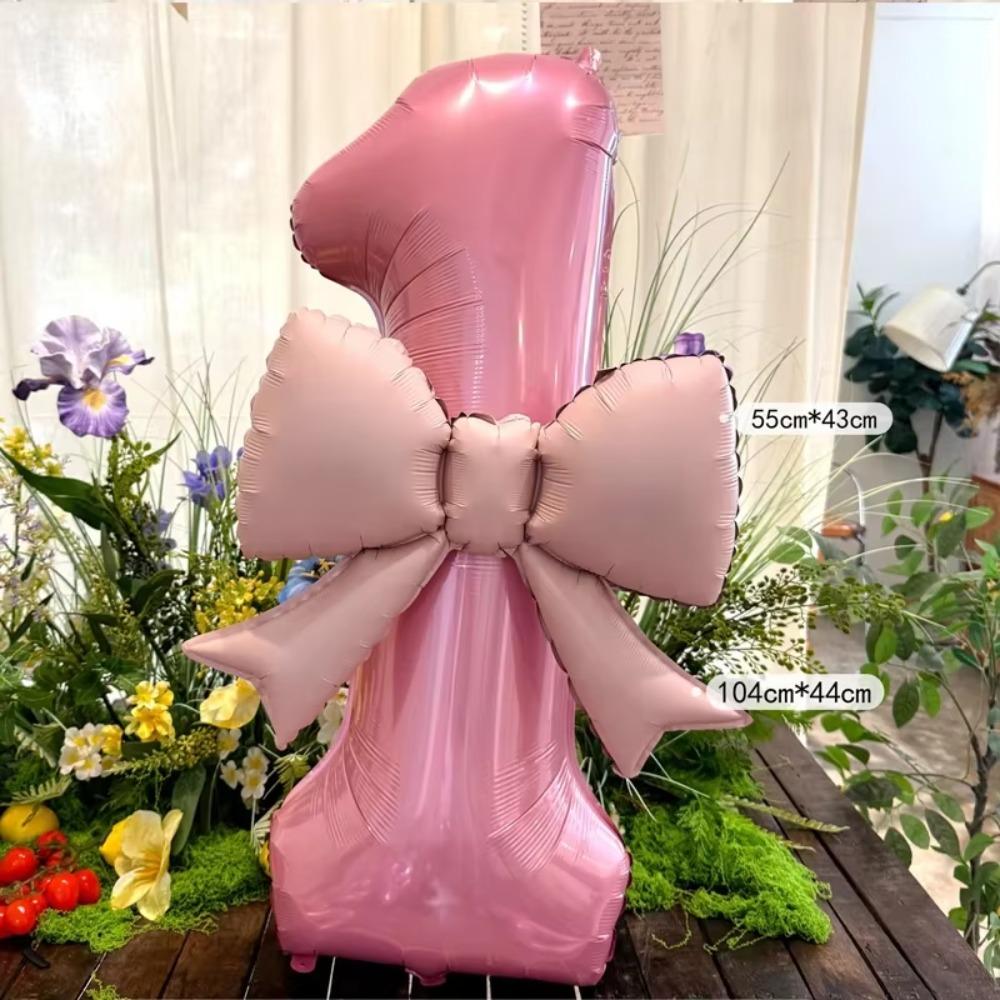 40inch Pink Digital Bowknot Bow Aluminum Foil Balloons for Girls Wedding Birthday Party Decor Number Party Photo Props Supply