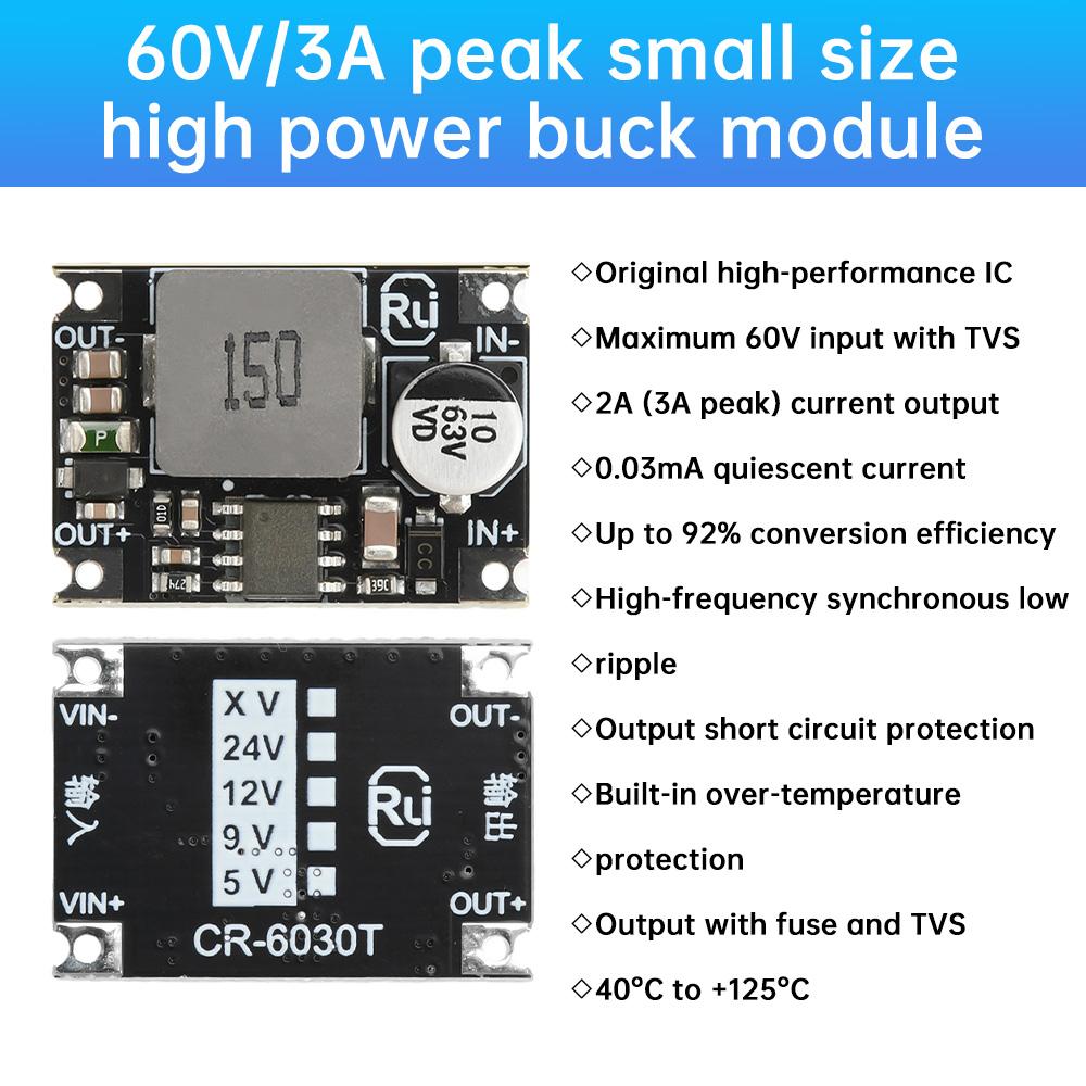 DC-DC Buck Module 60V/48V/36V/24V to 12V/5V/3.3V Output Car Power Converter 2A Mini Buck Regulator PCBA Voltage Step Down Module