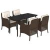 VidaXL Garden Dining Set with Cushions 5 Pcs, Patio Table and Chairs, Outdoor Furniture Terrace, Modern, 3211943