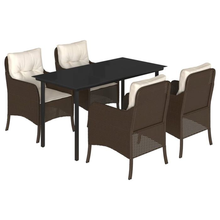 VidaXL Garden Dining Set with Cushions 5 Pcs, Patio Table and Chairs, Outdoor Furniture Terrace, Modern, 3211943