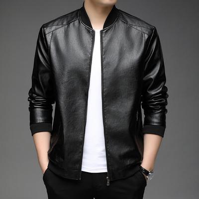 Spring New Leather Jacket Korean Style Slim Fit Spring and Autumn Motorcycle Clothing Men's Fashion Wear Handsome Pu Jacket