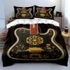 Luxury Guitar Pattern Bedding Set Black Bedding Set (1 Duvet Cover, 2 Pillowcases, Duvet Not Included)