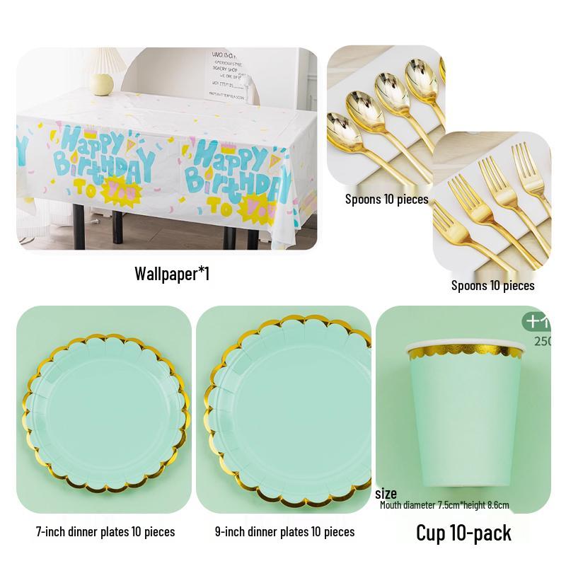 Disposable Party Supplies Set: Paper Plates and Cups for Birthdays and Weddings
