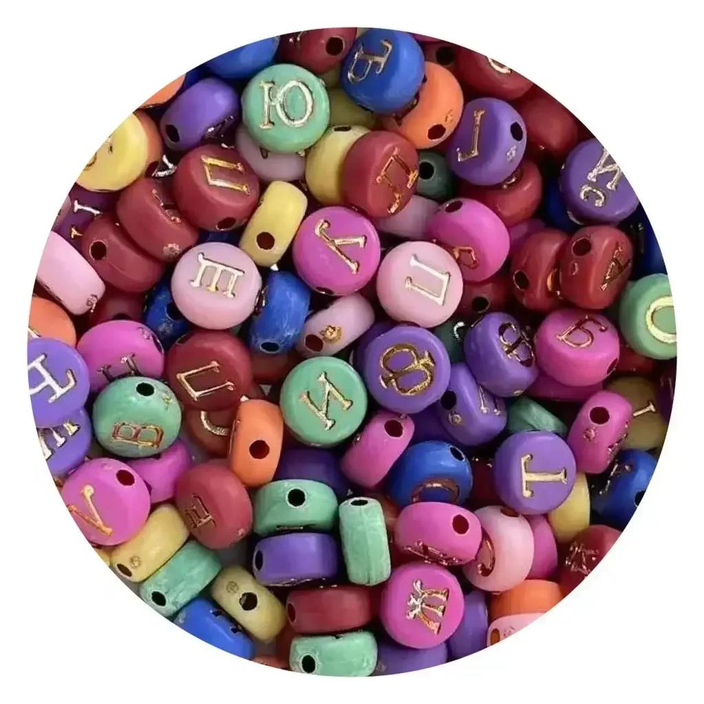 100/200/300/500pcs Acrylic Mixed Color Letter Beads Round Loose Spacer Russian Beads For Jewelry Making Diy Handmade Bracelet