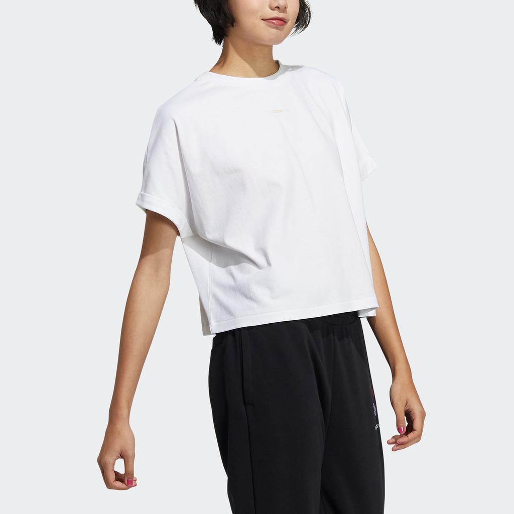 Adidas Neo Casual Straight-Leg Letter Print Sports T-Shirt Women Tops White H16281
