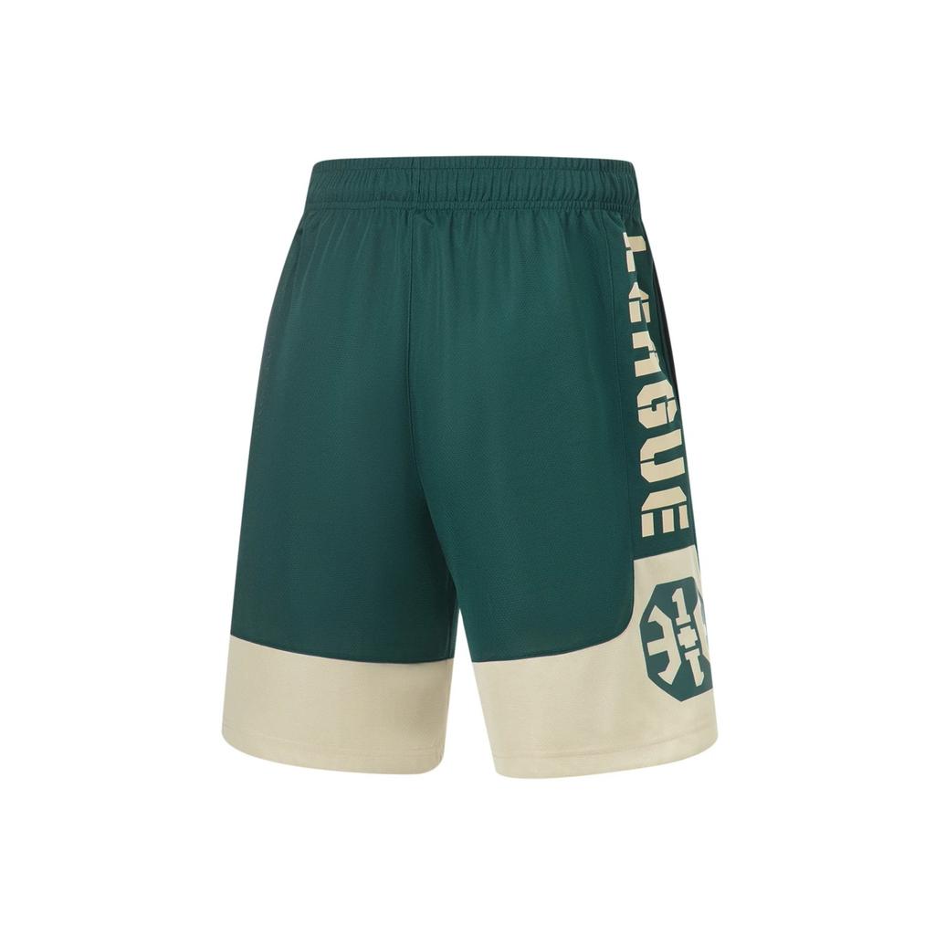Li-Ning Reflective Series Contrast Letter Print Elastic Waist Quick-Dry Athletic Shorts Men Bottoms Green AAPT525-1
