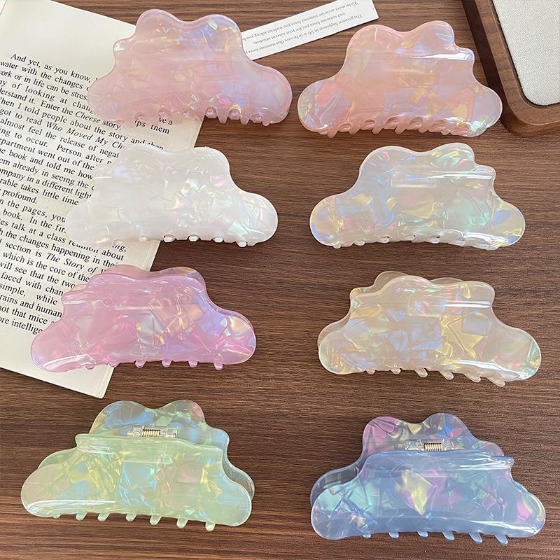 Iridescent Mermaid Claw Clip: Medium Acetate Hair Accessory for Women, Designed for Thin Hair