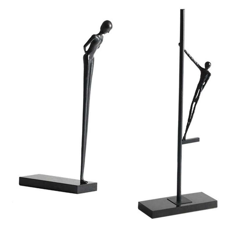 Light Luxury Black Metal Sports Figures Wrought Iron Sculpture Dance Pose Yoga Figure Living Room Decoration Home Decoration