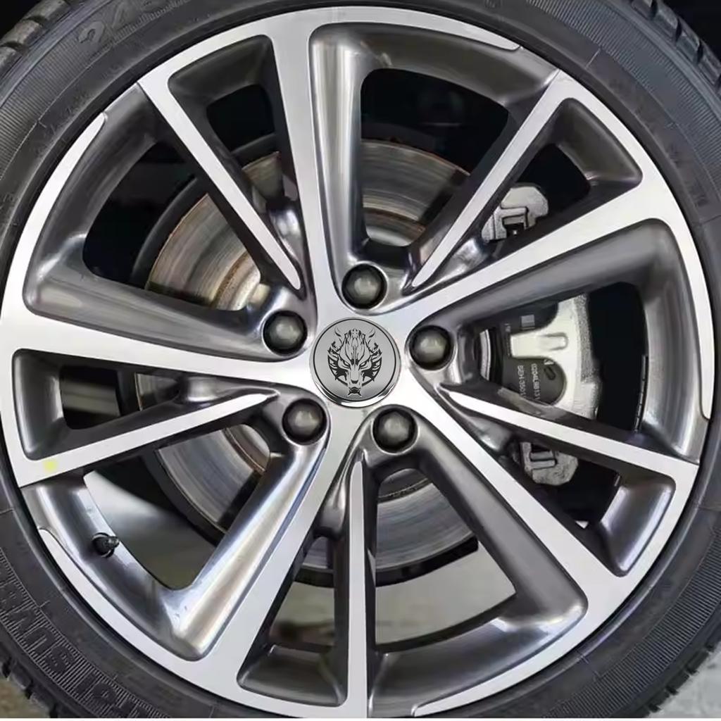 4Pcs/Set 56+60mm Universal Wolf Emblem Car Wheel Center Hub Cap Stickers Auto Rim Cover Exterior Accessories