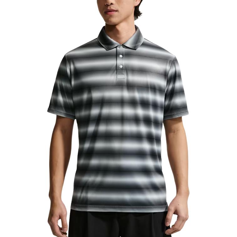 Nike Striped Short Sleeve Moisture Wicking Three Button Polo Shirt Men tops IB0219-010 S