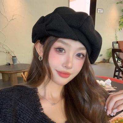 Korean Version of Autumn and Winter New Hat for Women with Bows and Niche Crowd Beret Temperament Showing Face Showing Little Painter Hat Trend