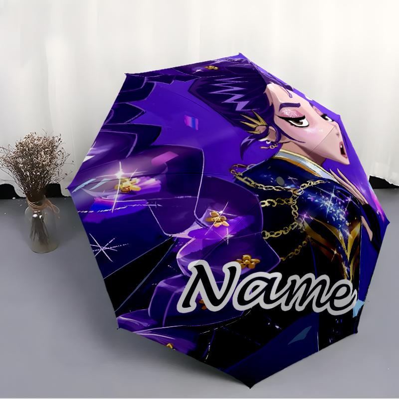 Personalisierter Name K-KPop Dämonenjäger Druck Regenschirm - Automatisches Öffnen/Schließen, Acht-Speichen Langlebiger Rahmen, Automatischer Faltregenschirm