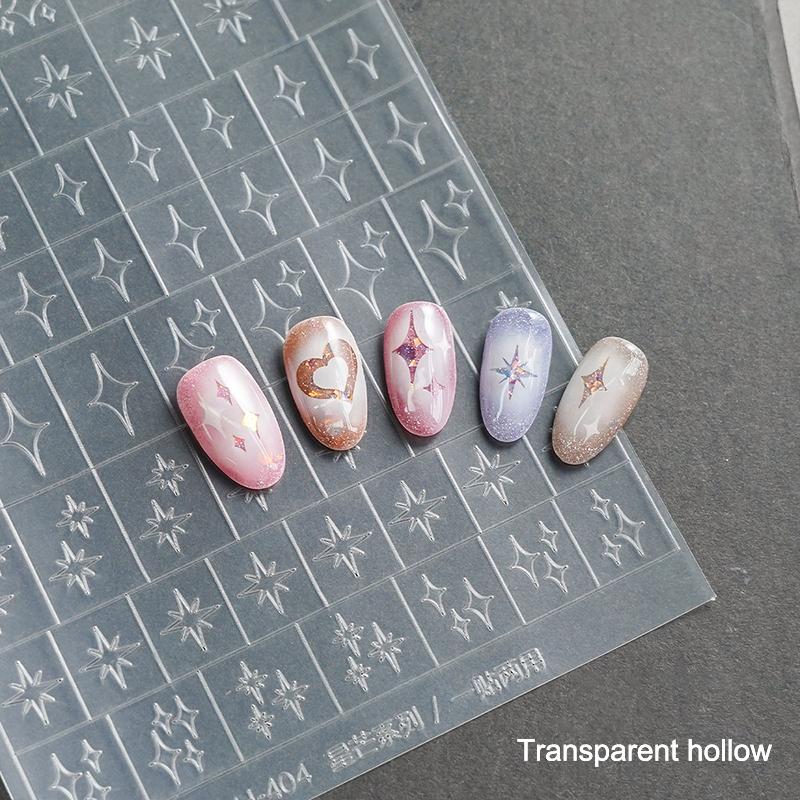 Flocon de neige creux transparent Feux d'artifice Cheval Autocollants pour ongles Pochoir aérographe Année du Cheval Série Nouvel An Décoration Autocollant pour ongles