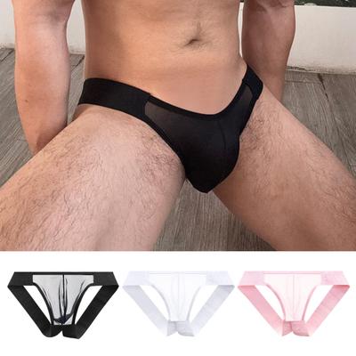 Cuecas Masculinas Cintura Baixa Cor Sólida Fio Dental Cor Sólida Malha Costura Ultrafinas Cuecas Sexy Roupa Interior Respirável