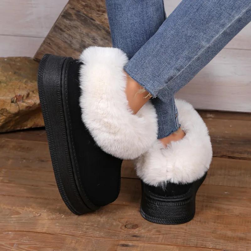 fashion 2024 New Women's Short Plush Warm Snow Boots Casual Shoes Suede Fur Chelsea Ankle Boots Flat Thick Sole Women's Shoes