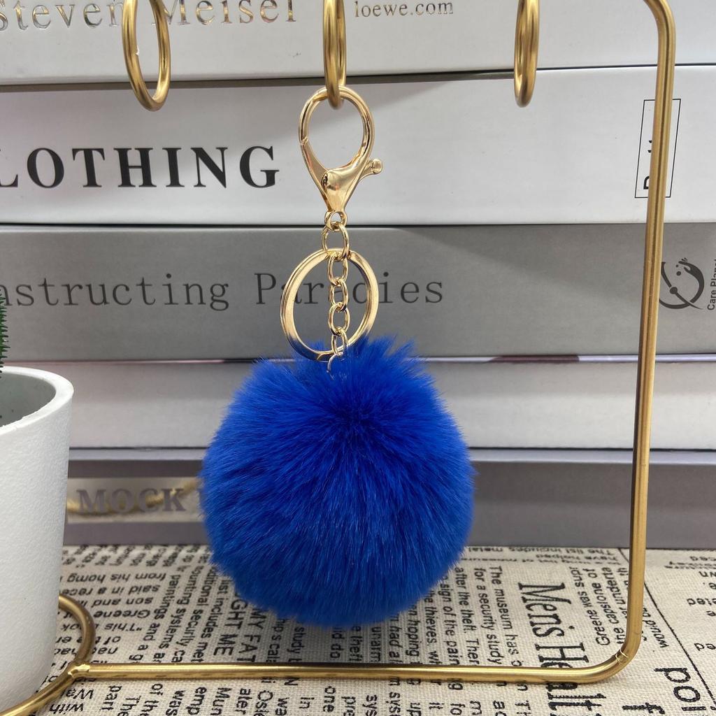 Fluffy Rabbit Fur Owl Pom Pom Ball Keychain Keyring Car Key Ring Chain Holder Charm Women Bag Accessory