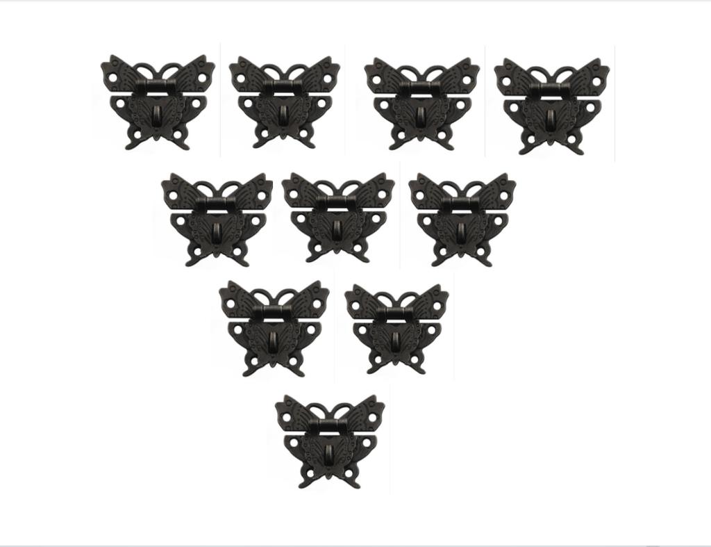 10PC Antique Alloy Butterfly Buckle Hasp Hasp Wooden Wine Box With Lock Buckle Padlock Hardware,Home Improvement,50*53mm