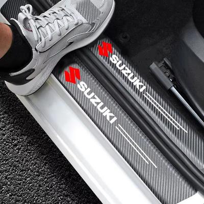 Auto Accessories Carbon Fiber Car Door Sill Strip Protector for Suzuki Samurai S-Cross SX4 Swift XL-7 Liana Spresso Celerio