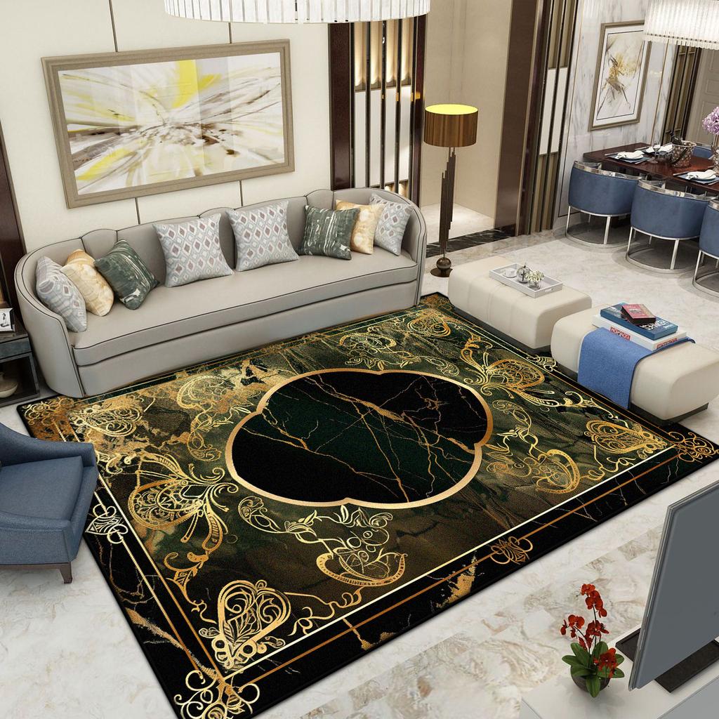 Golden Decoration Living Room Carpet European Luxury Home Large Area Rugs 200x300 Bedroom Bedside Soft Fluffy Floor Mat Washable
