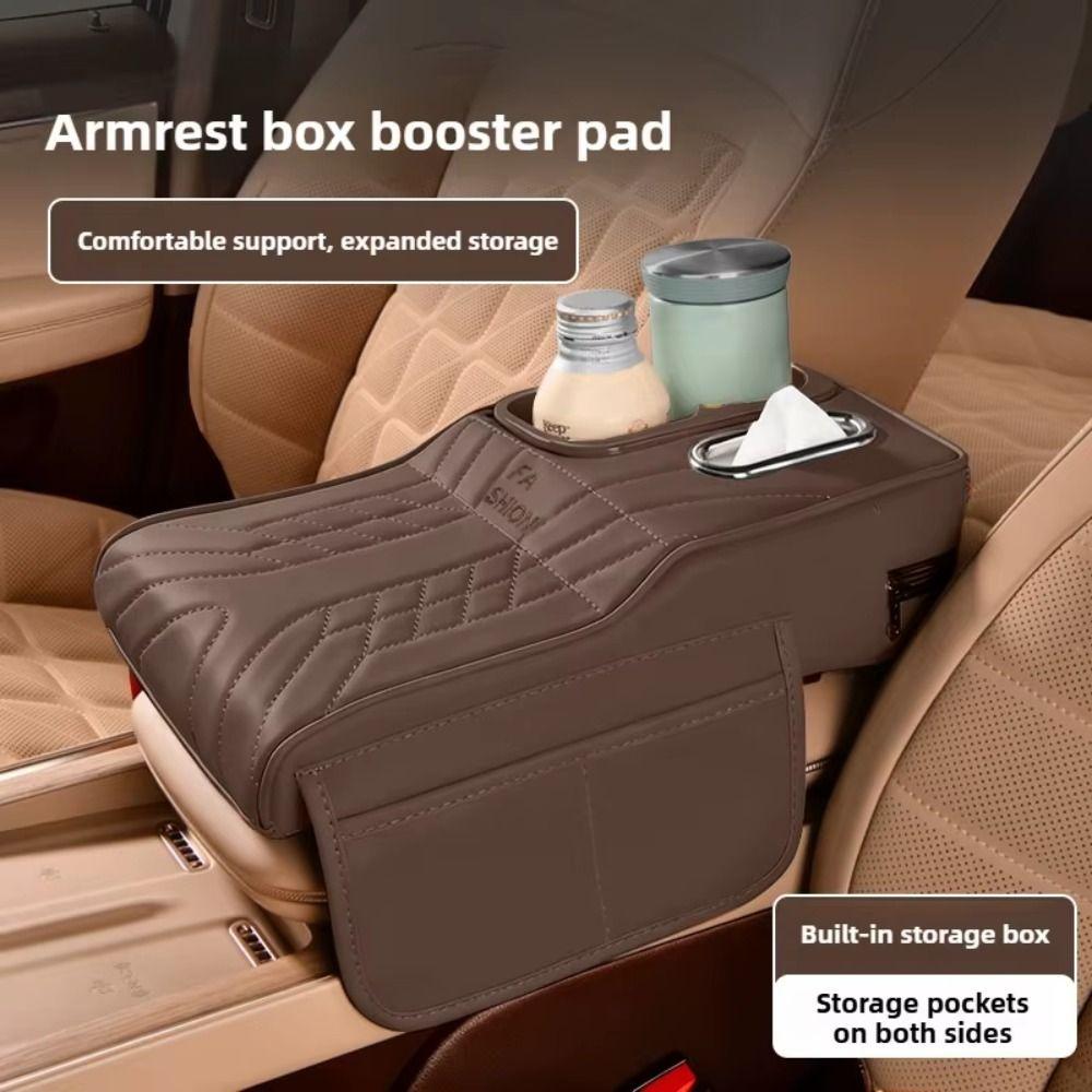 Height Increase Center Console Pad PU Leather Vehicle Armrest Cushion Auto Armrest Cover Mat SUV
